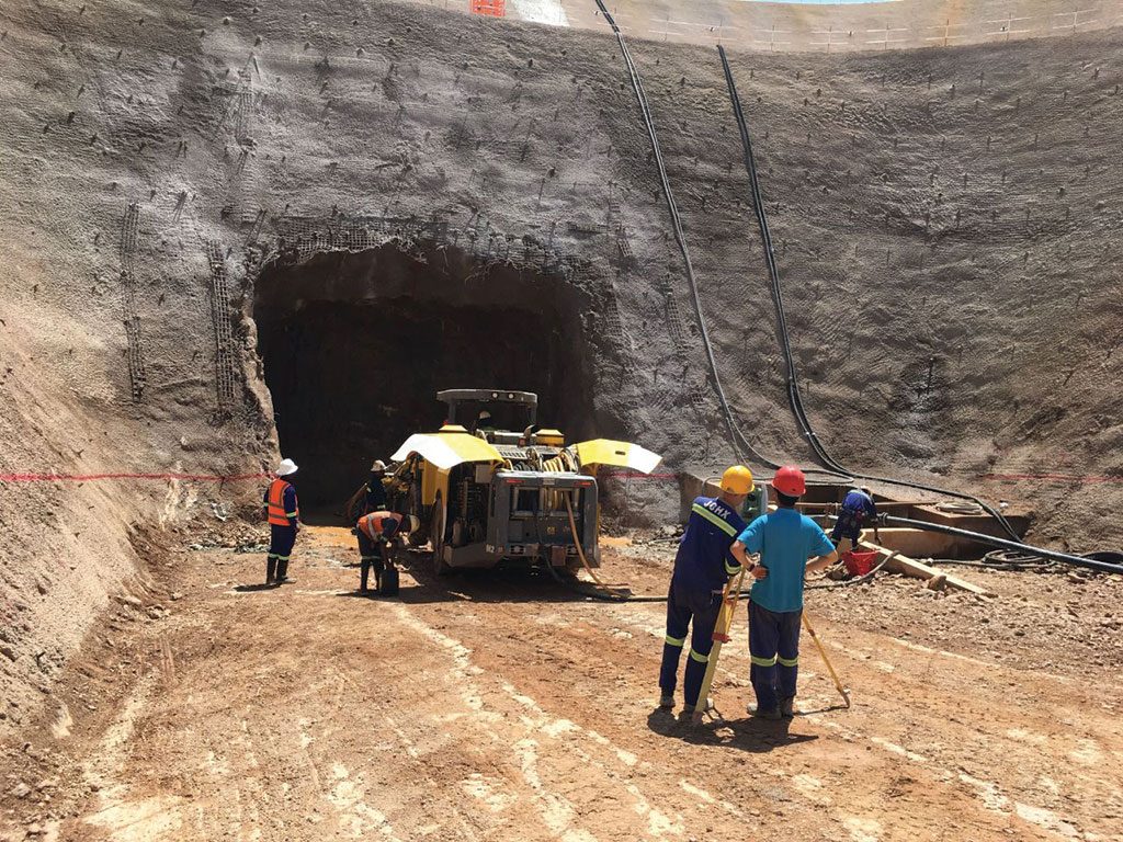 An access and ventilation tunnel under construction on the south side of Ivanhoe Mines' Kakula copper deposit in the Democratic Republic of the Congo. Credit: Ivanhoe Mines.