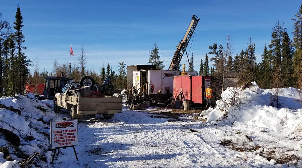 A drill rig at Osisko Metals’ historic Pine Point lead-zinc project in the Northwest Territories. Credit: Osisko Metals.