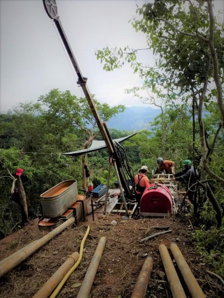 Drillers at the Nava gold target on Goldplay Exlporation's San Marcial property in Sinaloa, Mexico. Credit: Goldplay Exploration.