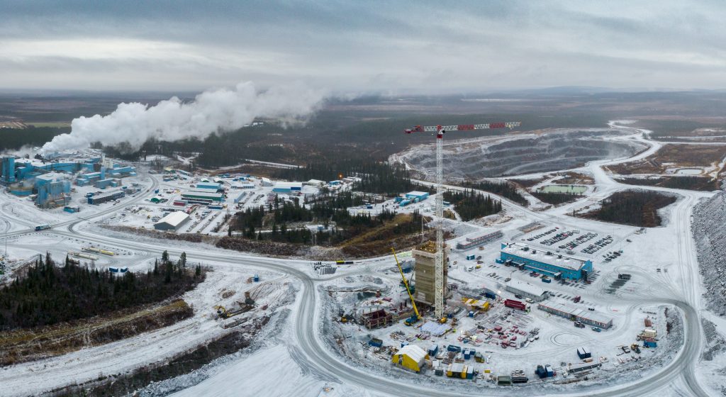 A headframe under construction at Agnico Eagle Mines’ Kittila mine in northern Finland in October 2019. Credit: Agnico Eagle Mines.