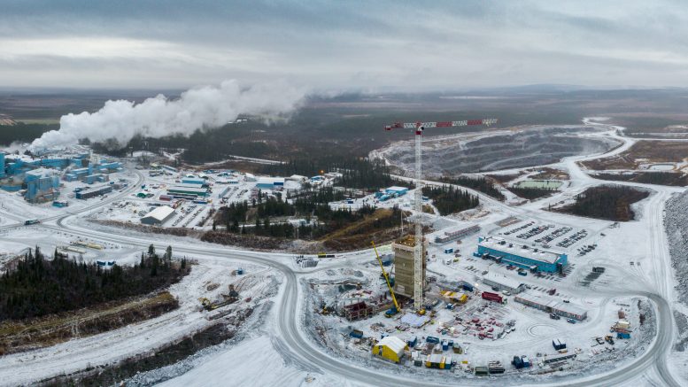 A headframe under construction at Agnico Eagle Mines’ Kittila mine in northern Finland in October 2019. Credit: Agnico Eagle Mines.