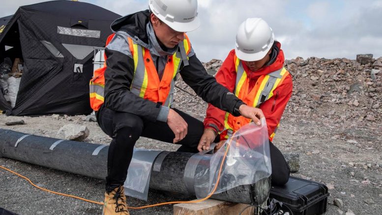 University of British Columbia researchers measuring the rate of carbon sequestration within processed kimberlite in 2019 at the Gahcho Kué diamond mine in the Northwest Territories. Credit: De Beers Group.