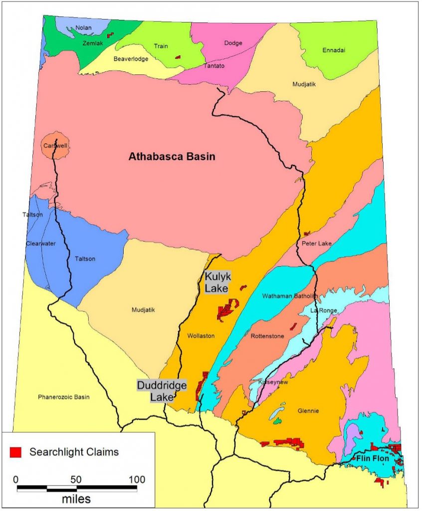 Searchlight Resources finds uranium south of the Athabasca Basin