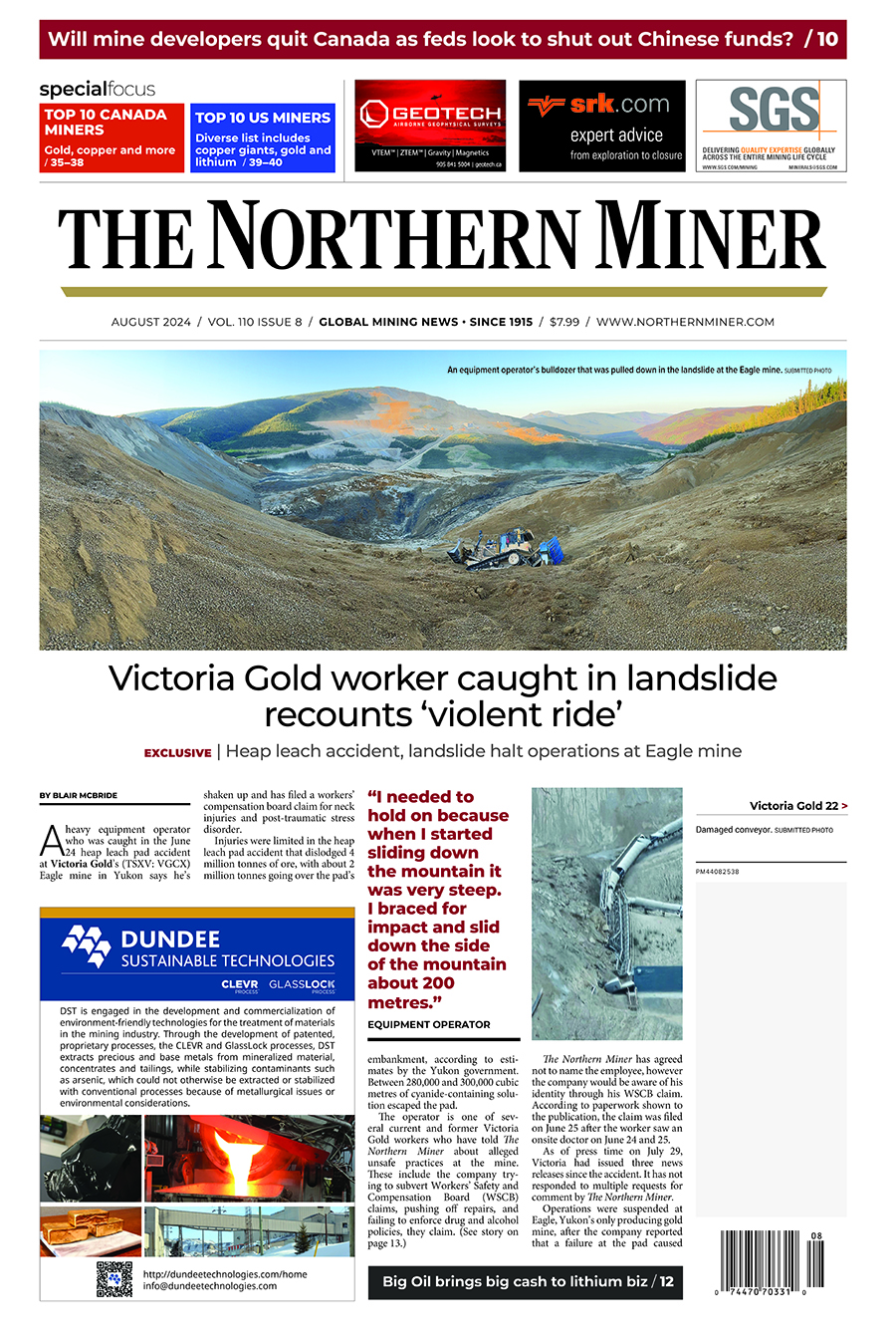 Cover of August 2024 issue The Northern Miner